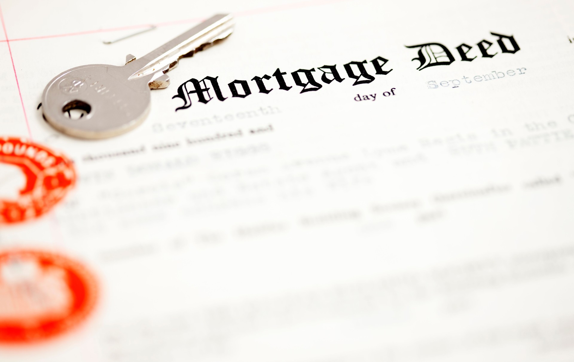 Mortgage deed document and key